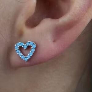 NEW Turquoise Stones Gold Plated Heart Earring Studs